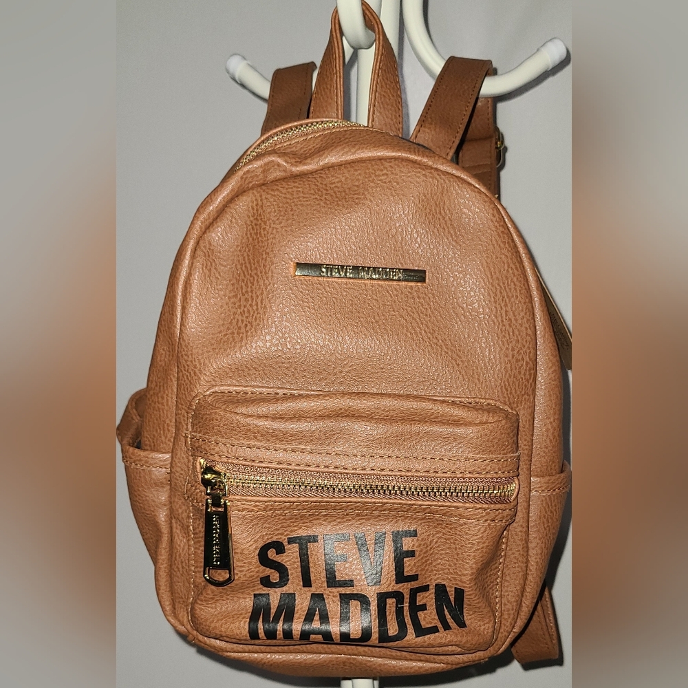Steve Madden Camel Leather Backpack - Picture 2 of 7